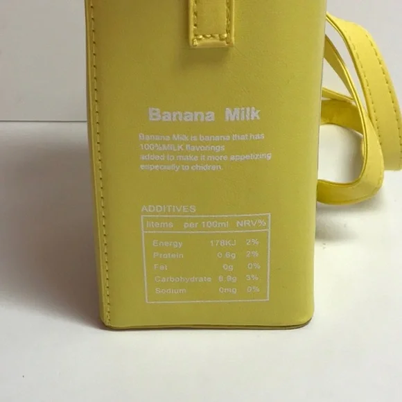 Banana Milk Yellow Milk Carton Faux Leather Shoulder Bag New - Picture 3 of 7